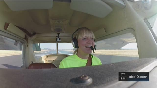 Girl hopes to become dad's co-pilot after first solo flight