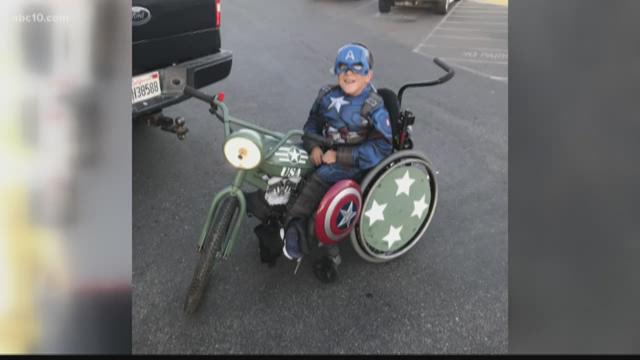 Father uses son's wheelchair to make coolest Captain America costume ever